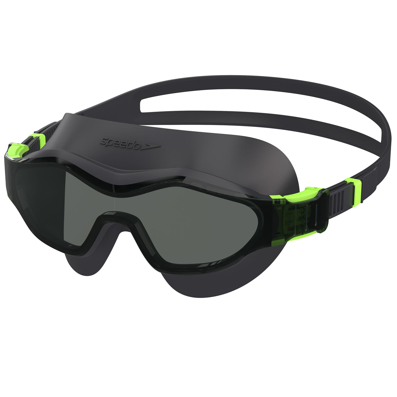 Speedo Hydrosity swimming mask with clear lenses and adjustable strap, designed for comfortable water performance.