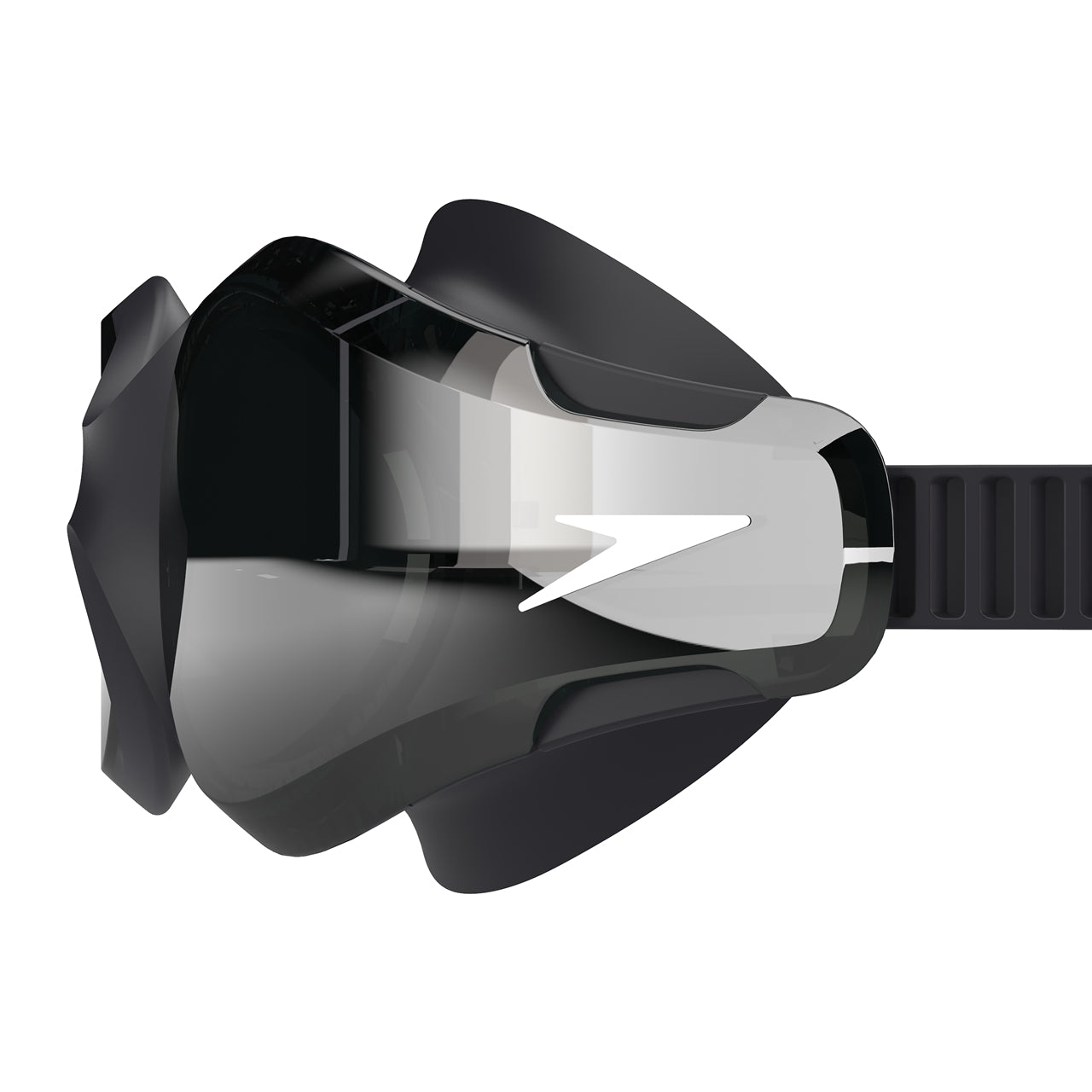 Speedo Hydrosity 2.0 mirrored swimming goggles in black, featuring a sleek design and adjustable strap for comfortable fit.