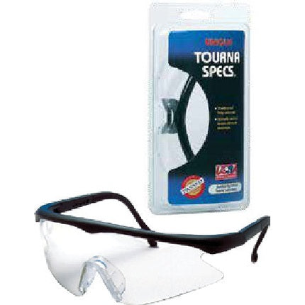 Tourna Squash Eyeguard Tourna-Specs with protective clear lenses and adjustable head strap for squash players.