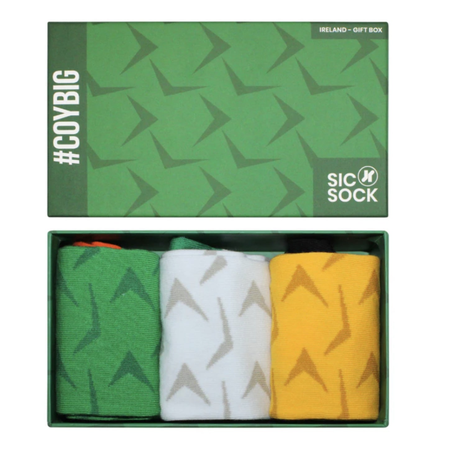 SicSock Retro Football Shirt Socks gift box featuring vibrant, vintage-inspired sports sock designs for football fans.