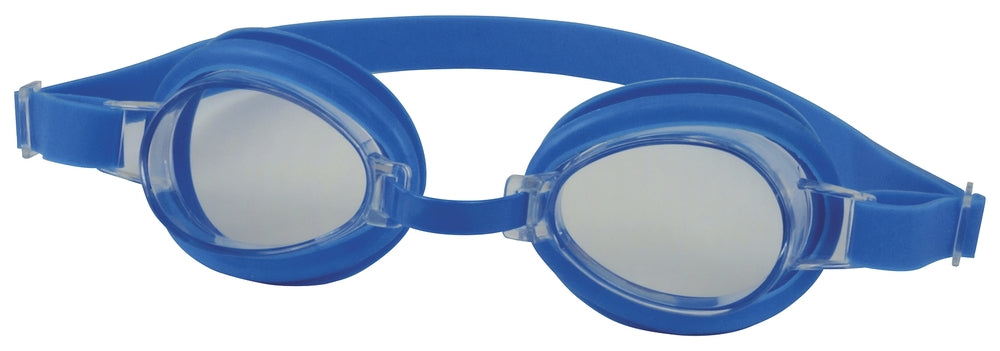 SwimTech Aqua Goggles with clear lenses and adjustable strap, designed for comfortable swimming and water sports.