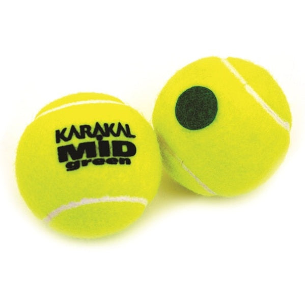 Karakal low compression tennis balls for improved play, featuring bright yellow color and durable rubber exterior.