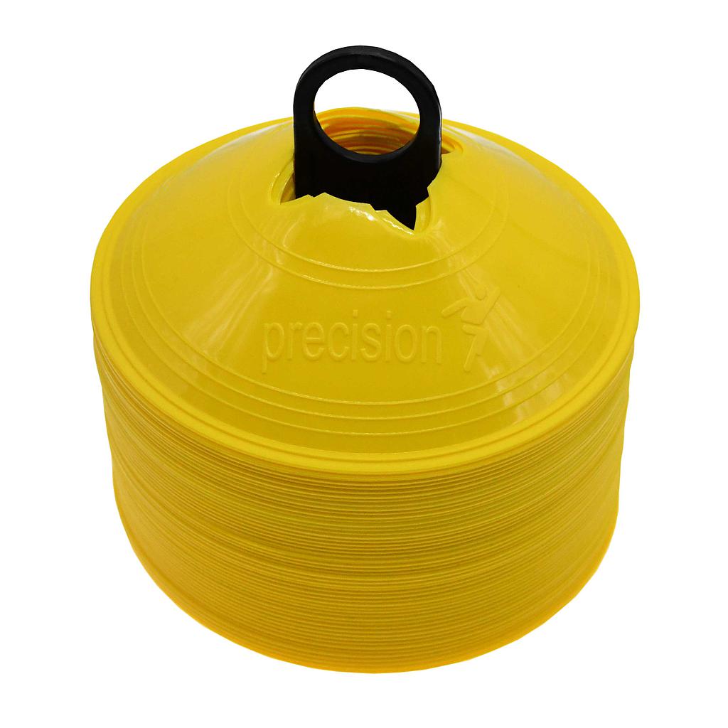 Set of 50 Precision 200mm saucer cones for sports training and agility drills, featuring durable plastic construction.