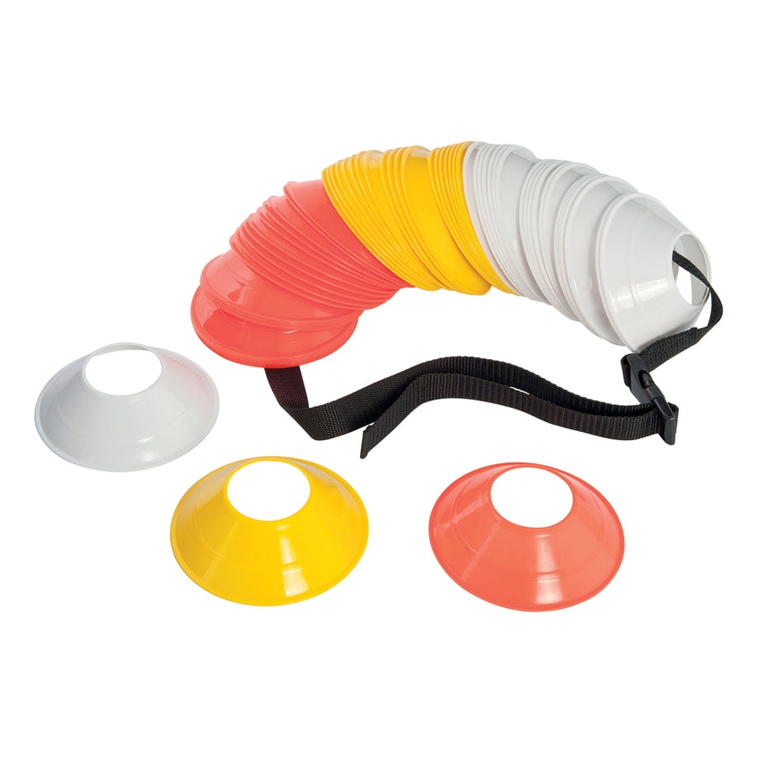 Set of 60 Precision Mini Pro Cones for sports training, featuring durable plastic construction and bright orange color.