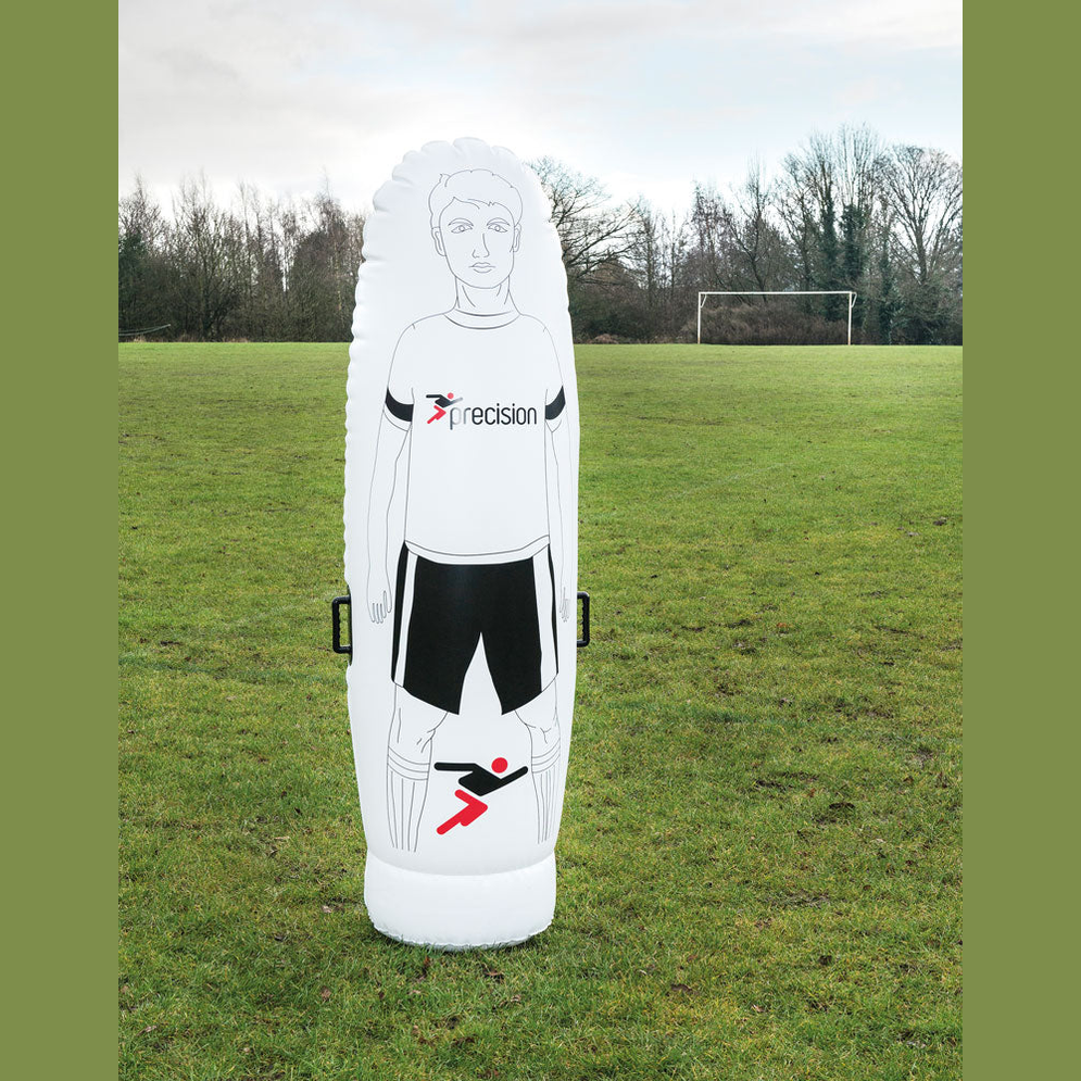 Precision inflatable mannequin for sporting goods, shown fully inflated with realistic human proportions and detailed features.