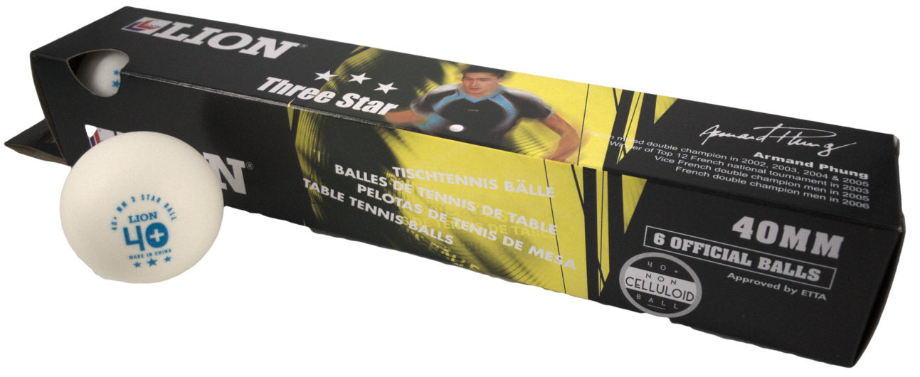 Table Tennis Balls Lion 3* White