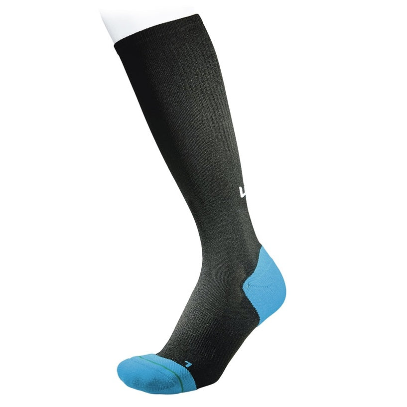 Ultimate Performance compression running sock for recovery and performance, shown in black with reinforced toe and arch support.