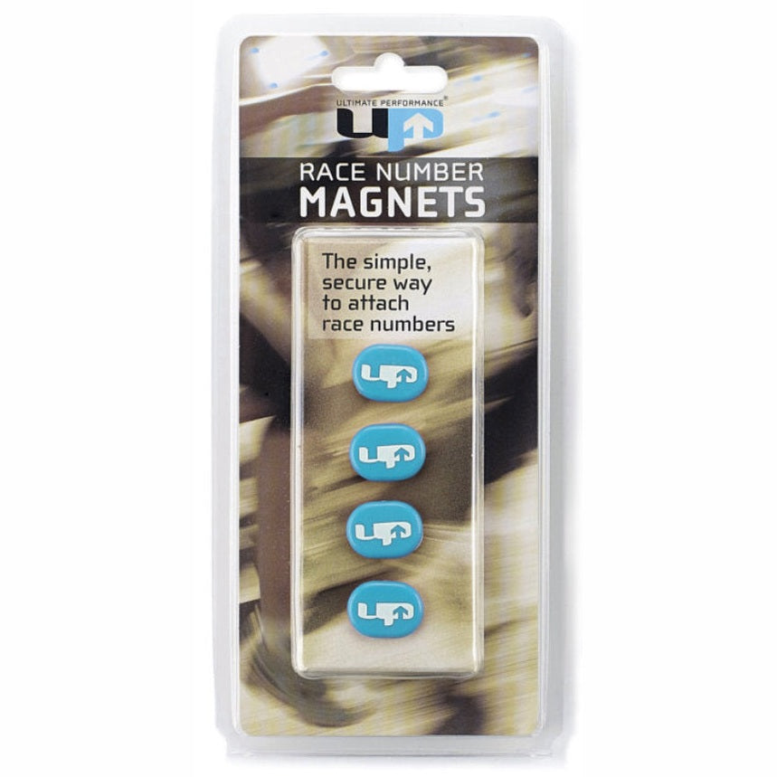 Ultimate Performance running race number magnets, lightweight and durable for easy attachment and visibility during races.