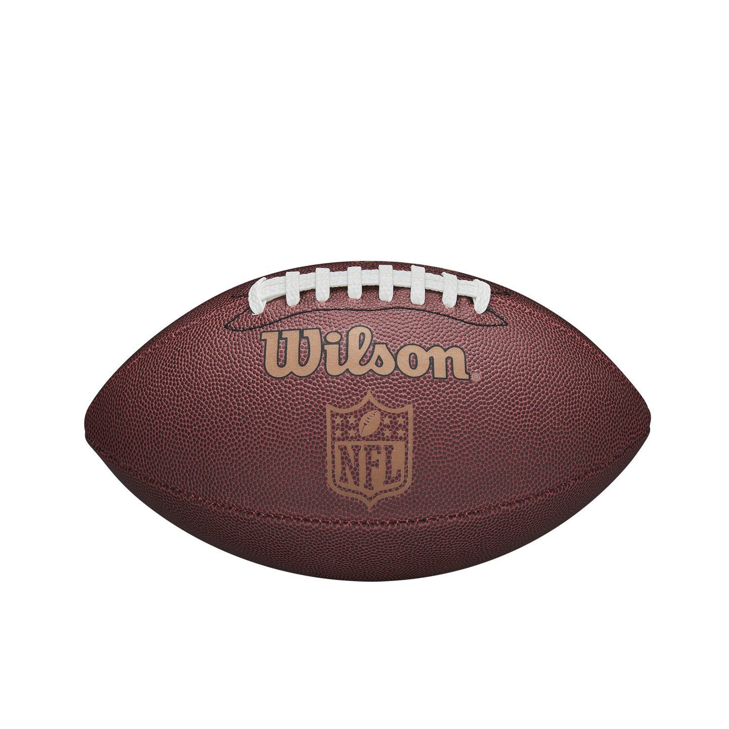 Wilson NFL Ignition official American football with bold black and orange design, showing the Wilson logo and textured leather surface.