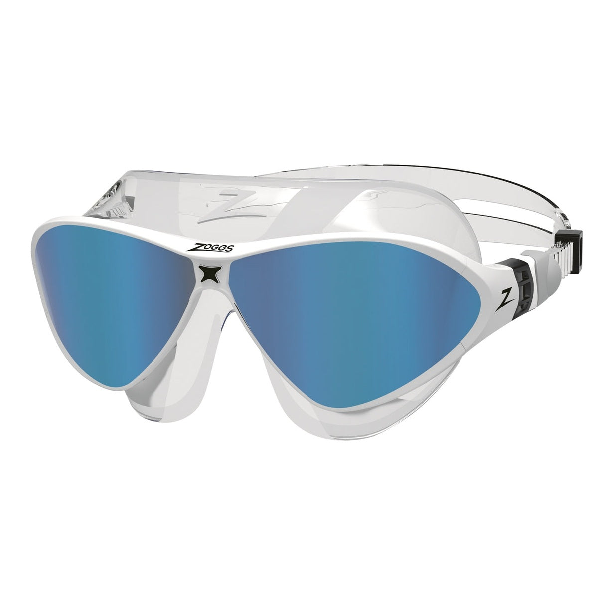 Zoggs Horizon Flex Titanium swimming mask with adjustable strap and clear lens for comfortable underwater vision.