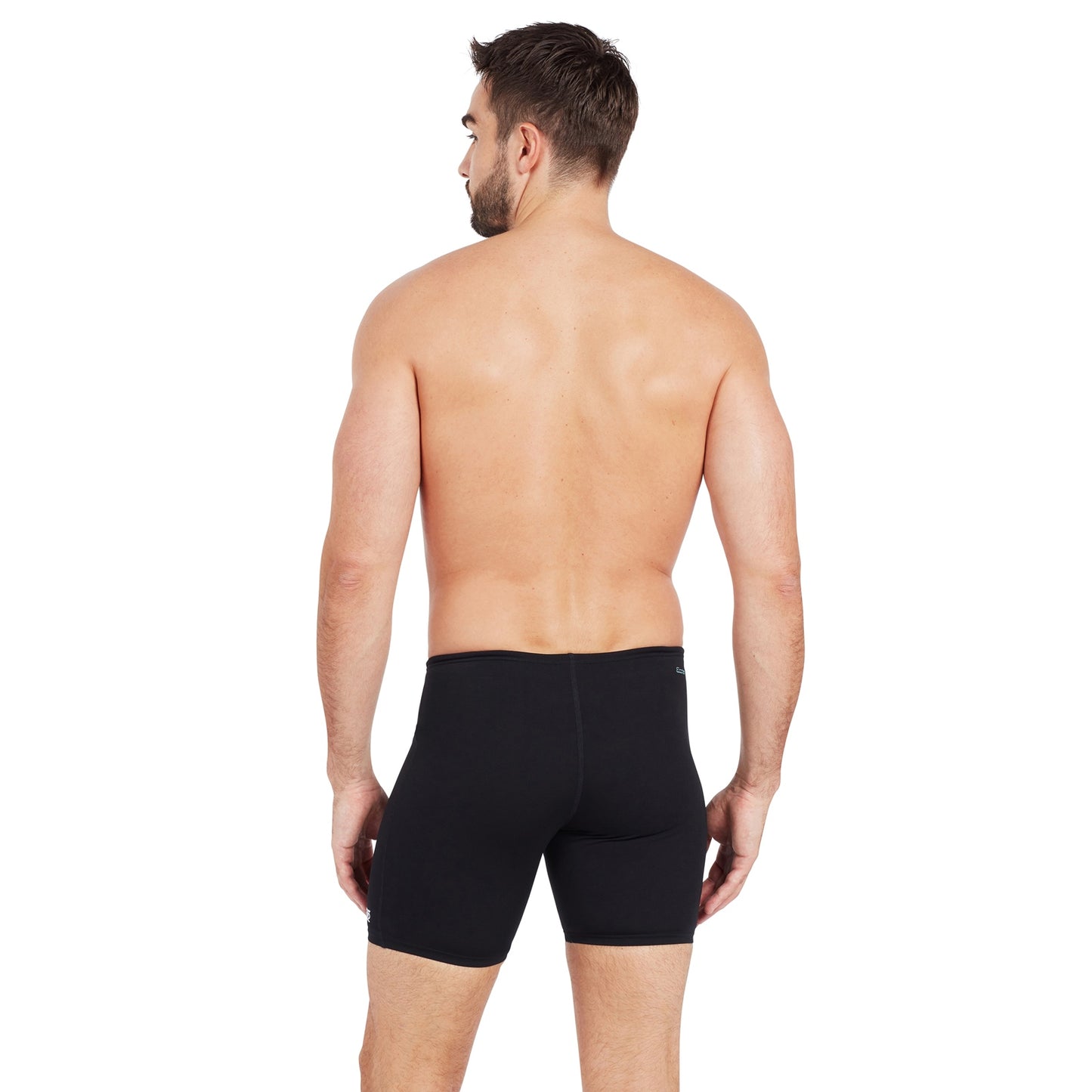 Zoggs men's Cottesloe mid jammer swimming trunks in black with a sleek, form-fitting design for competitive swimming.