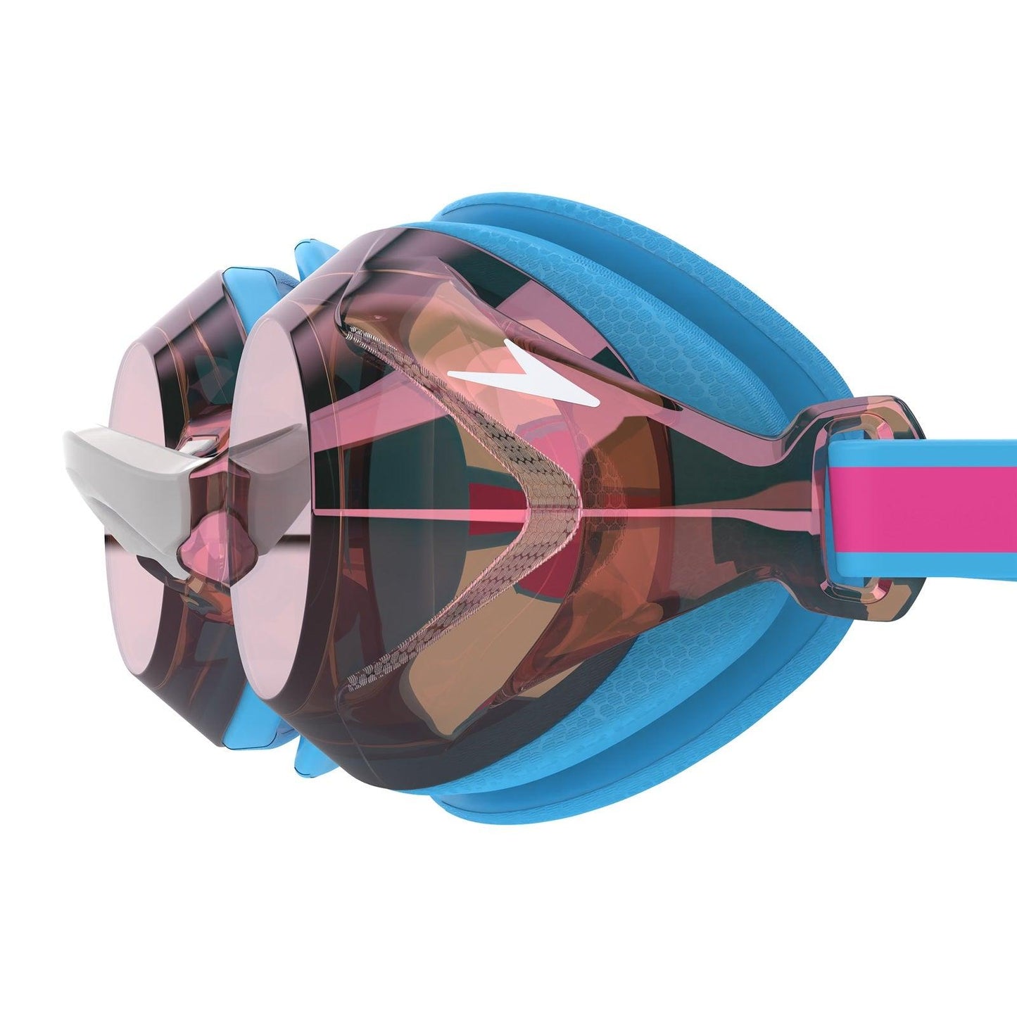 Junior Speedo Vanquisher 3.0 mirror goggles with adjustable strap and reflective lenses for swimming.