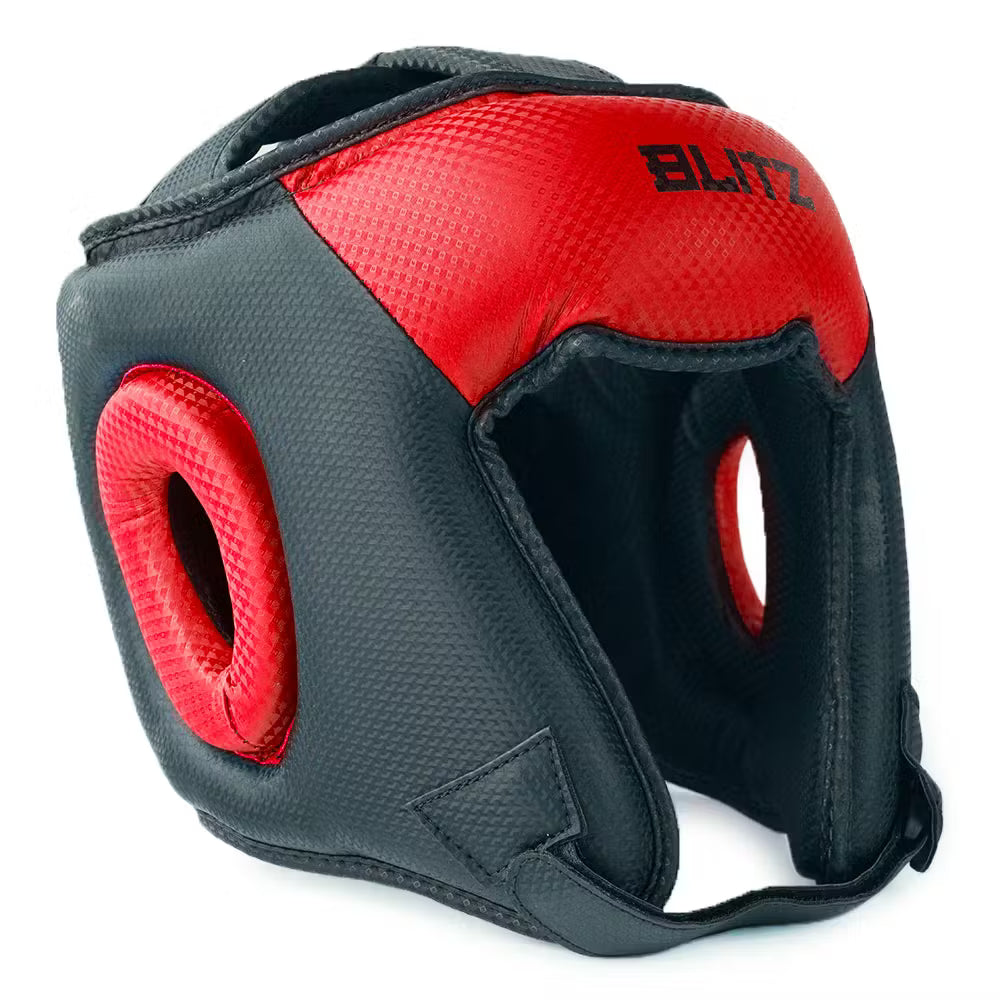 Black and red Blitz Centurion head guard offering premium head protection for boxing or martial arts training.