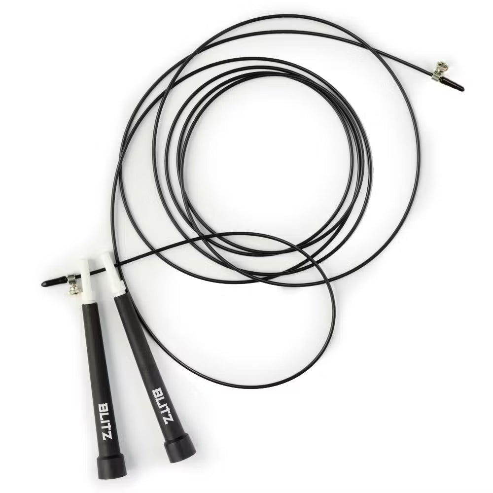 Blitz Club skipping rope with durable handles and vibrant red cable for speed jump rope training and cardio workouts.