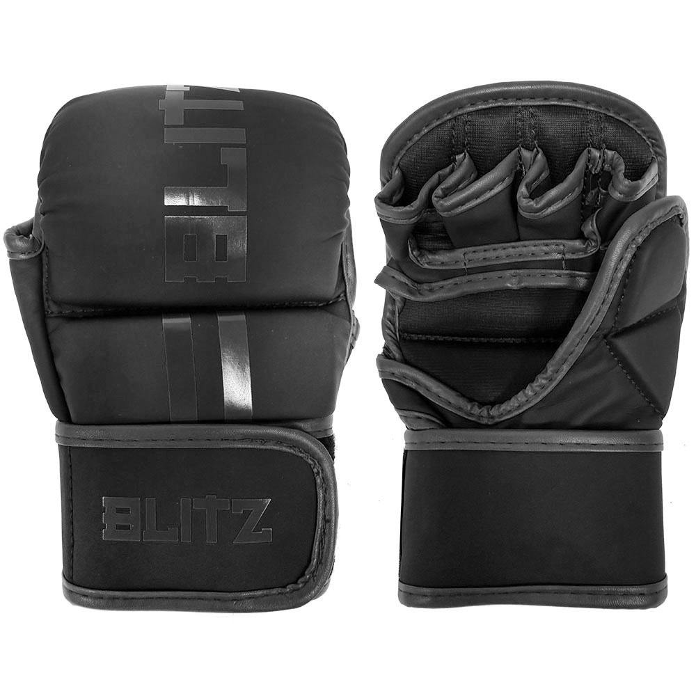 Black Blitz Titan sparring gloves designed for heavy-duty training, featuring durable protection and adjustable wrist straps.