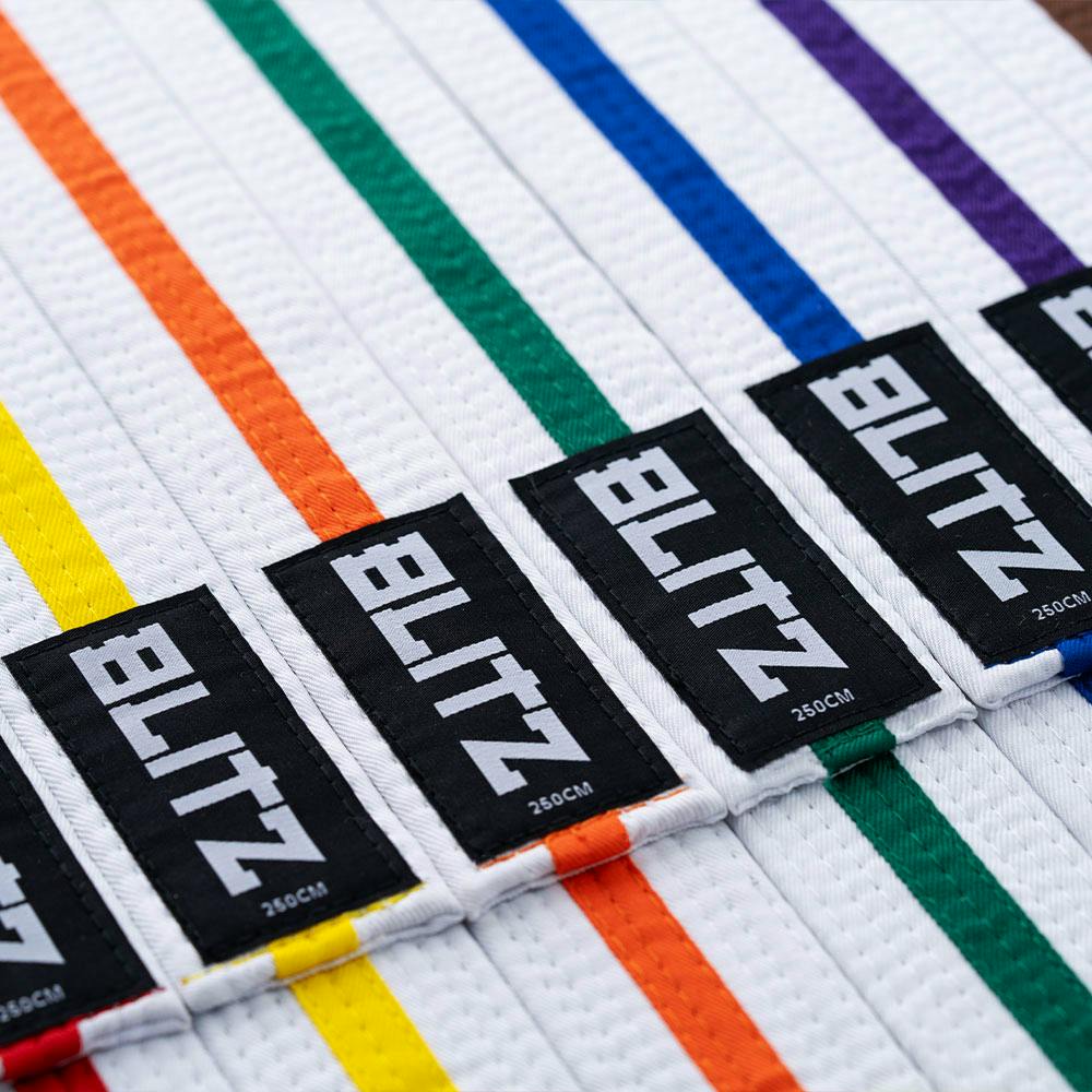 Blitz White Martial Arts Belt with Colour Stripe