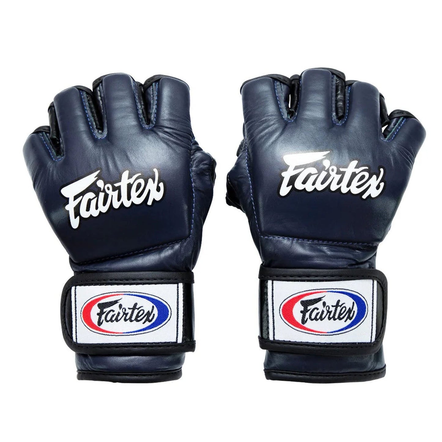 Fairtex FGV12 Ultimate MMA gloves in blue with padded design and adjustable straps for secure fit.