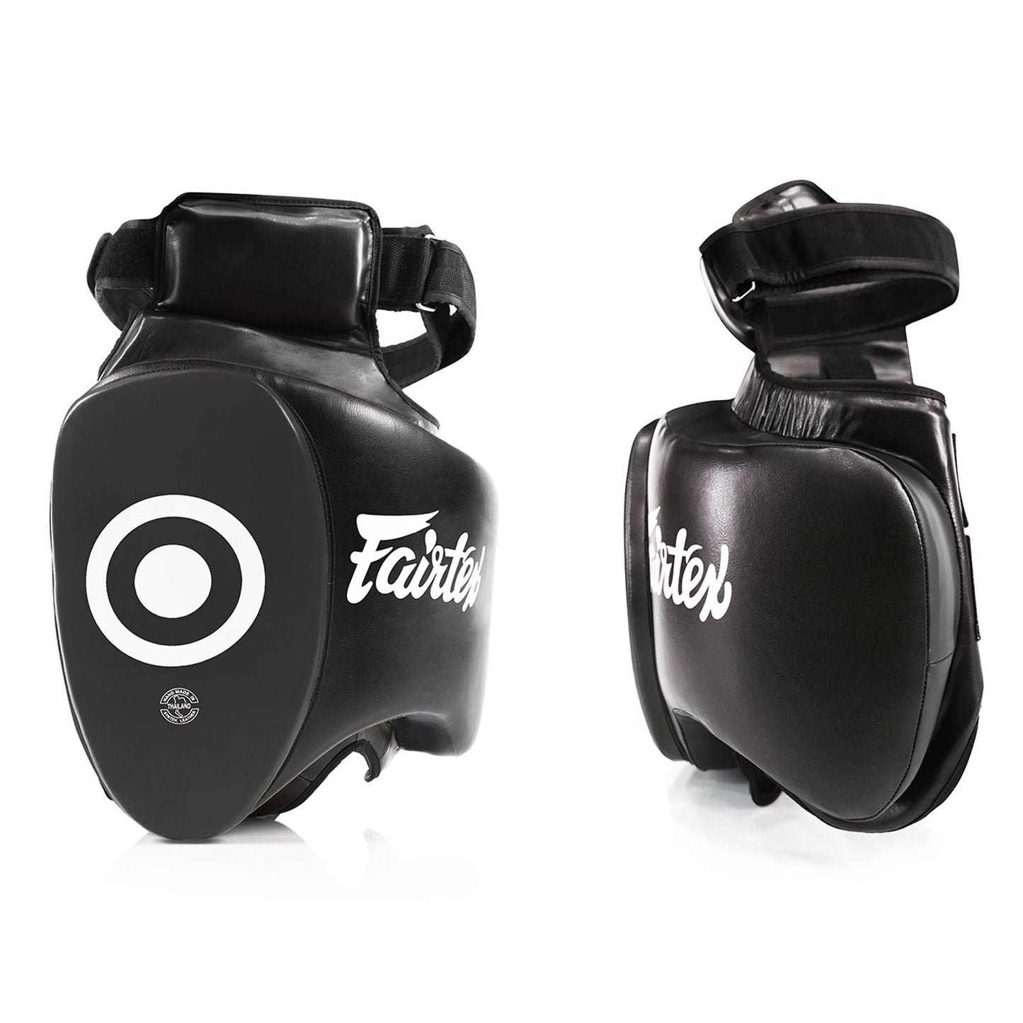 Fairtex TP5 Ultra Lite black thigh pads for boxing or martial arts training, lightweight and padded for protection.