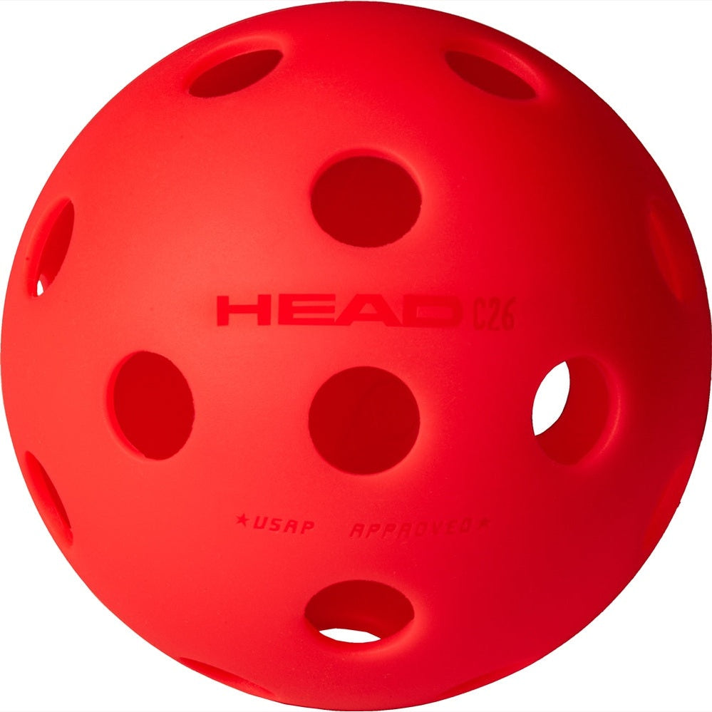 Head Pickleball Penn 26 indoor pickleball in a 3-ball tube, featuring bright red color and durable design for indoor play.