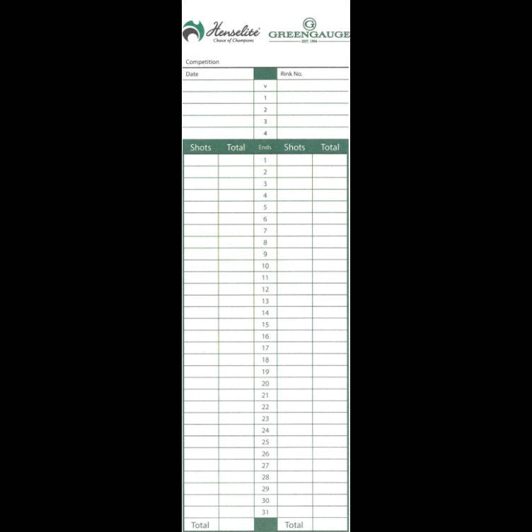 Henselite Bowls Score Cards (Pack Of 100)