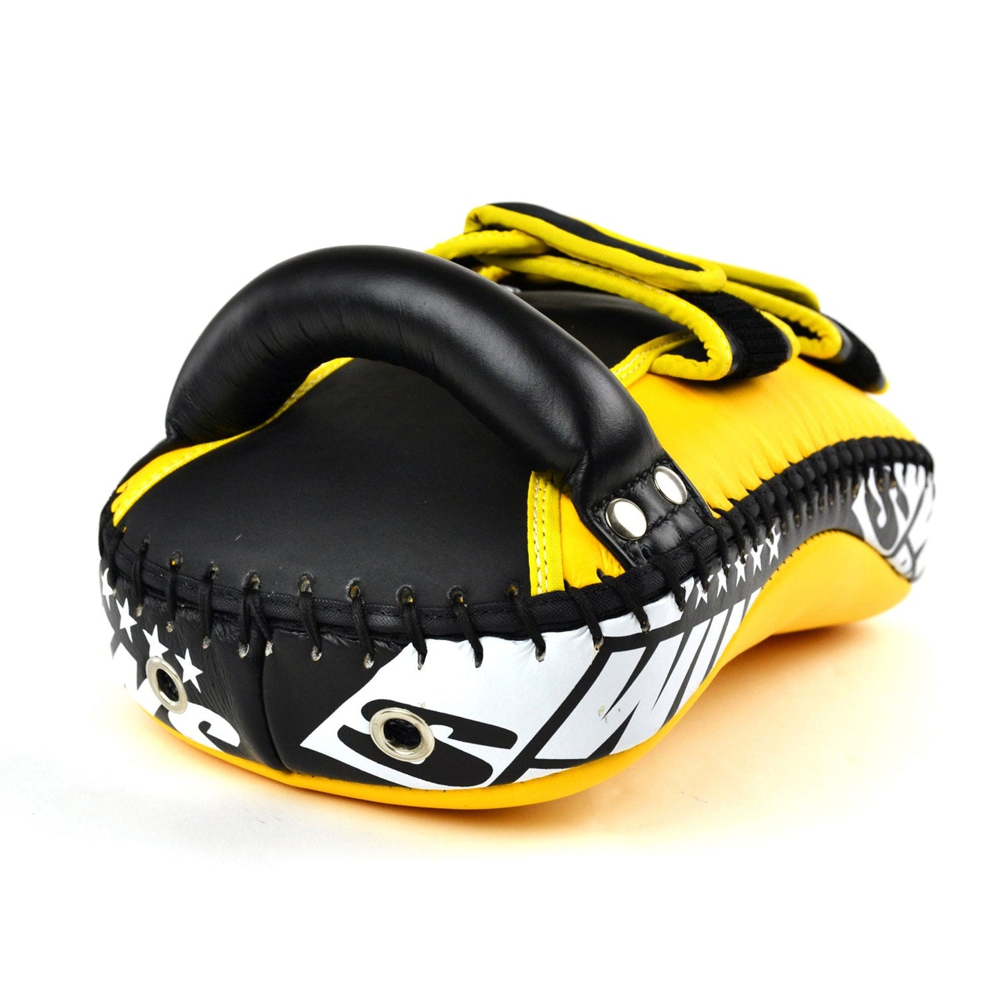 Twins Curved Leather Thai Kick Pads Yellow-Black