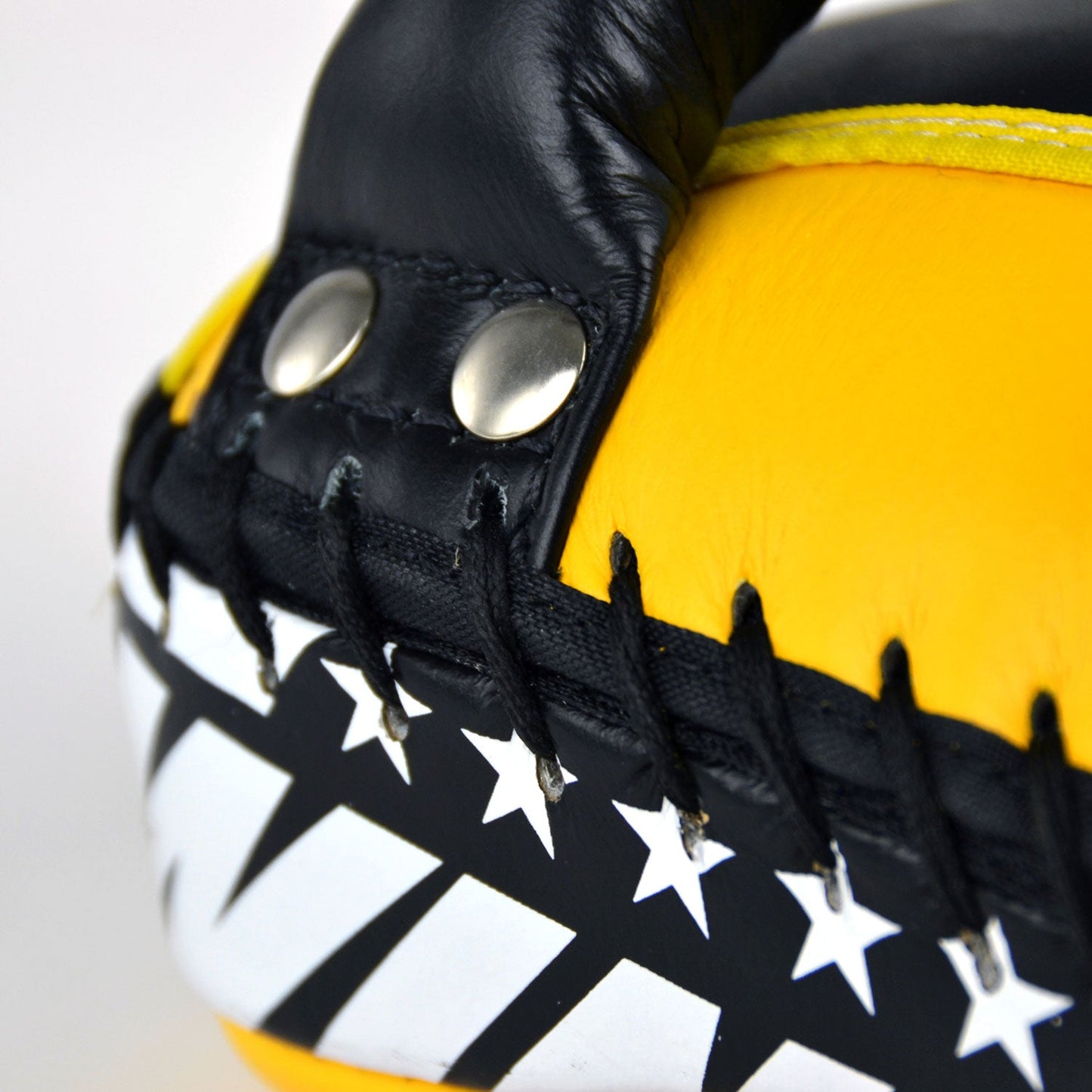 Twins Curved Leather Thai Kick Pads Yellow-Black
