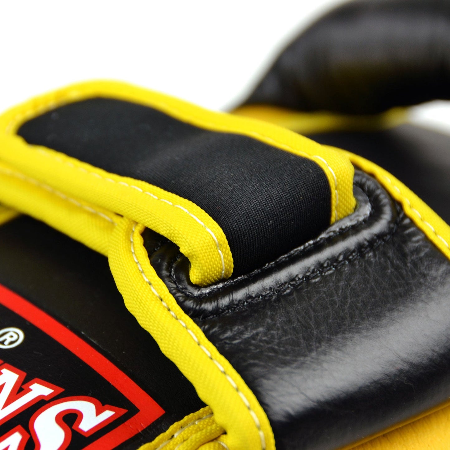 Twins Curved Leather Thai Kick Pads Yellow-Black