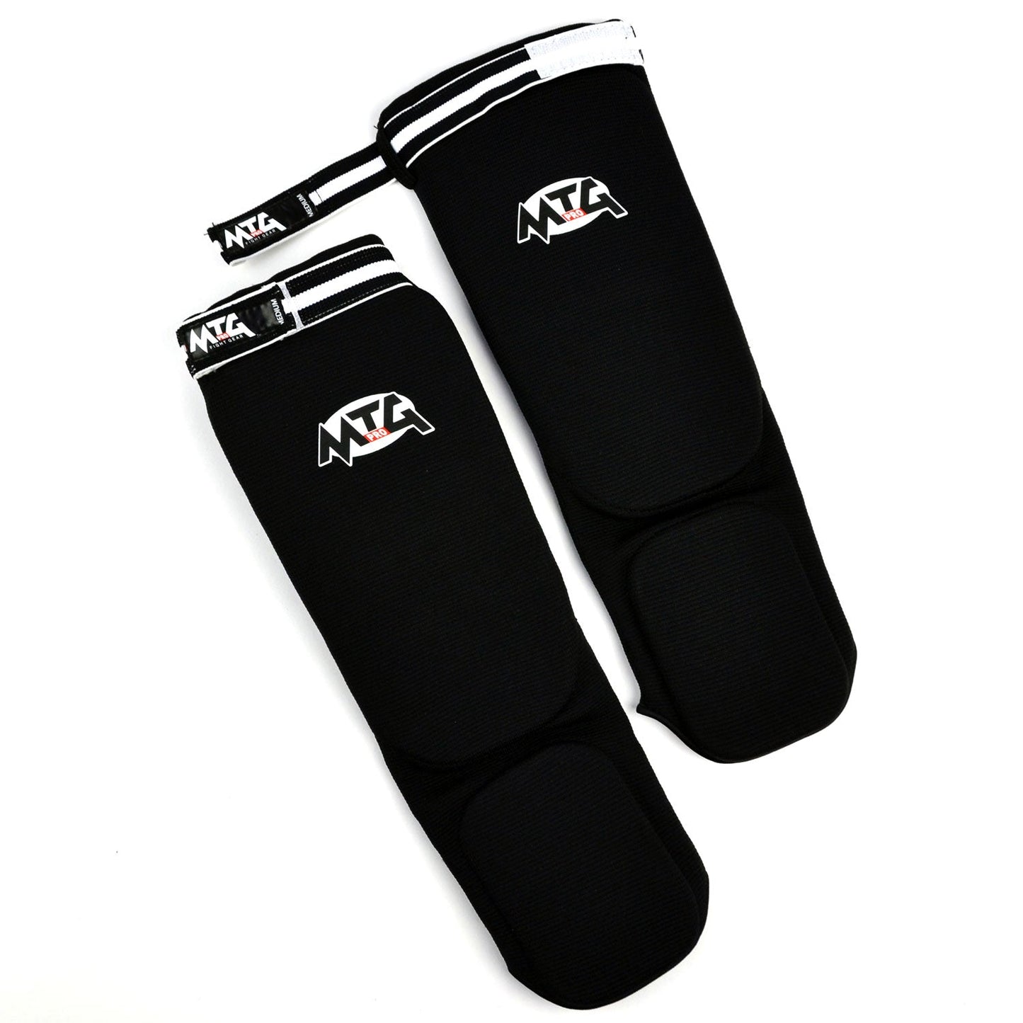 MTG Pro Muay Thai Boxing Elastic Shin Pads Black