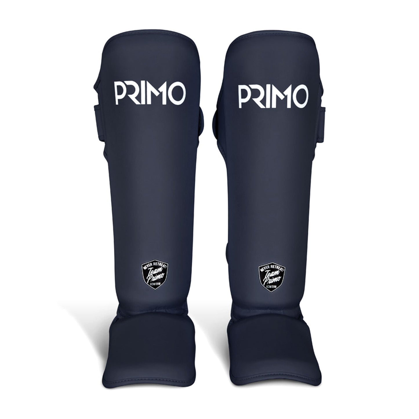 Primo Classic Muay Thai Shinguard in navy color, protective sporting goods gear for martial arts training and sparring.
