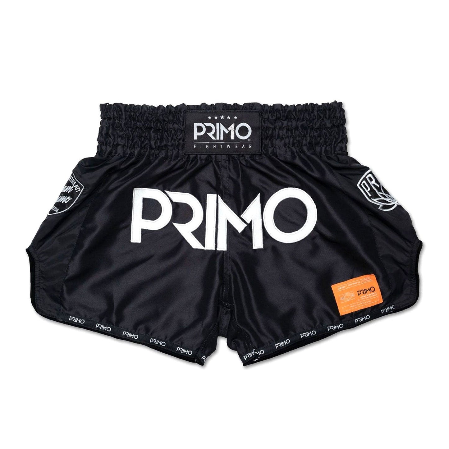 Primo Muay Thai shorts from the Free Flow Series featuring Gotham's Finest branding, designed for martial arts training.
