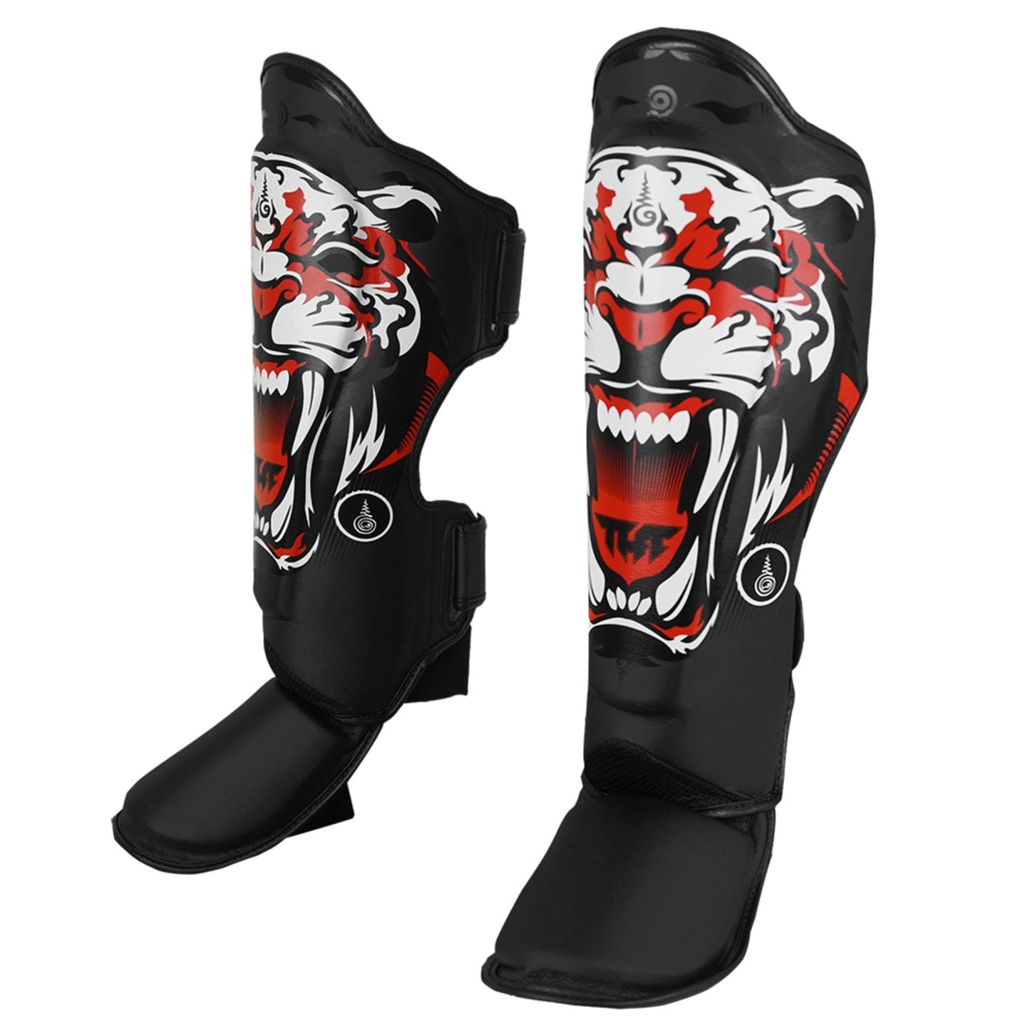TUFF Muay Thai Boxing Shin Pads Black Tiger
