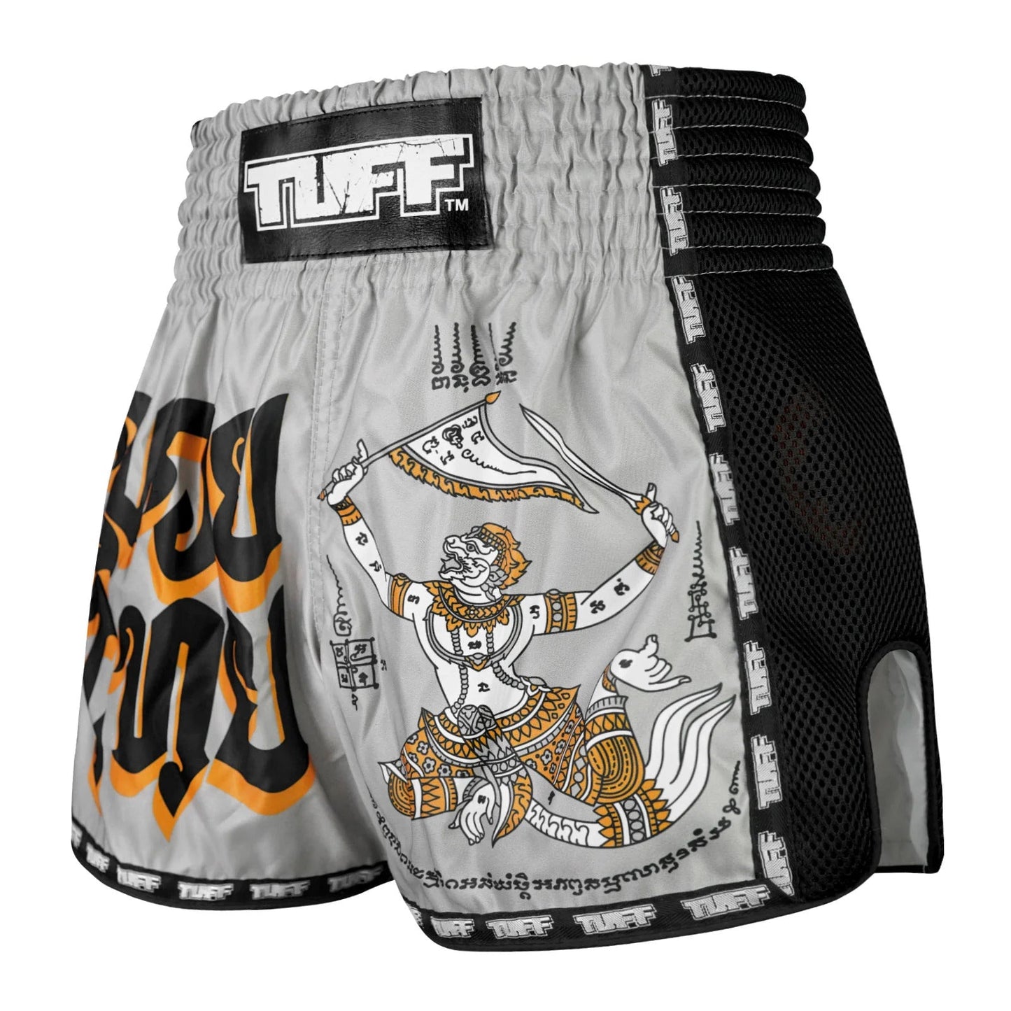 TUFF Muay Thai Boxing Shorts Retro Style Hanuman Yantra with War Flag