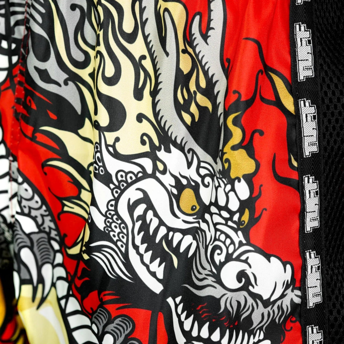 TUFF Muay Thai Boxing Shorts Retro Style Red Chinese Dragon