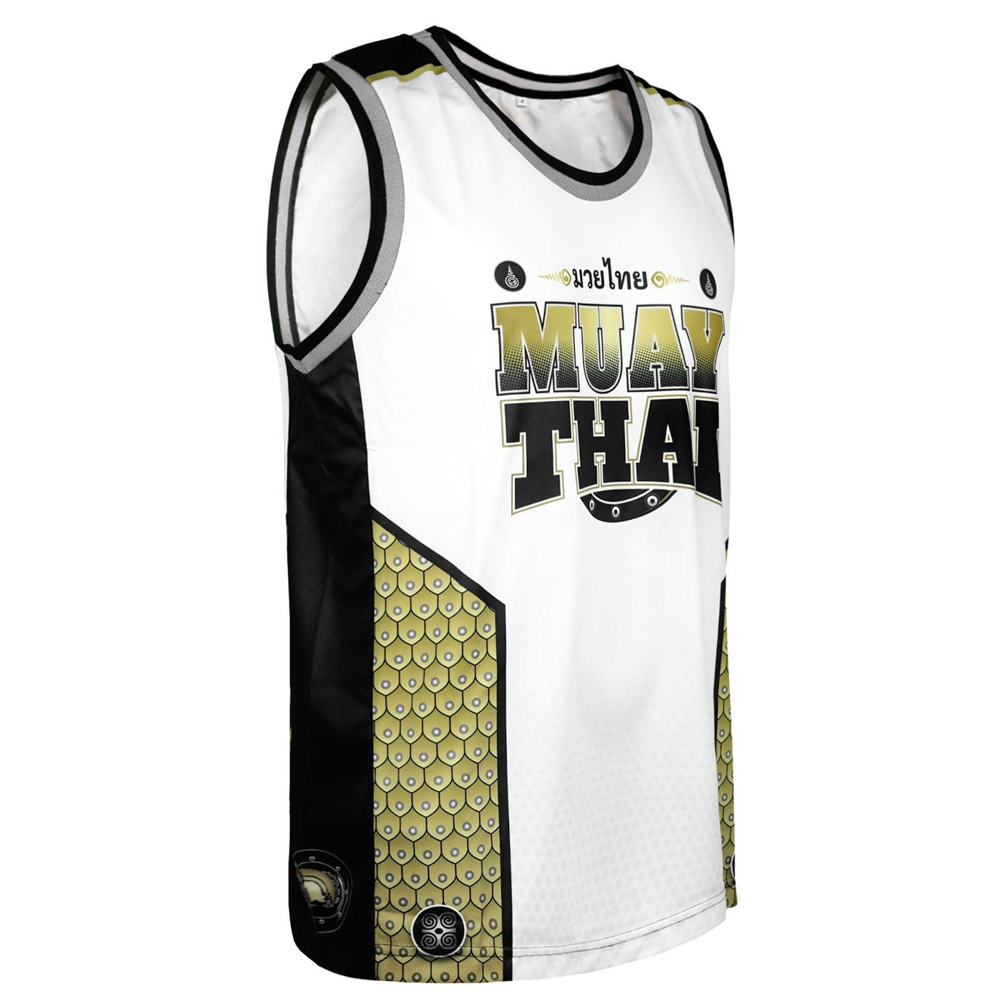 TUFF Muay Thai Tank Top Golden Gladiator White