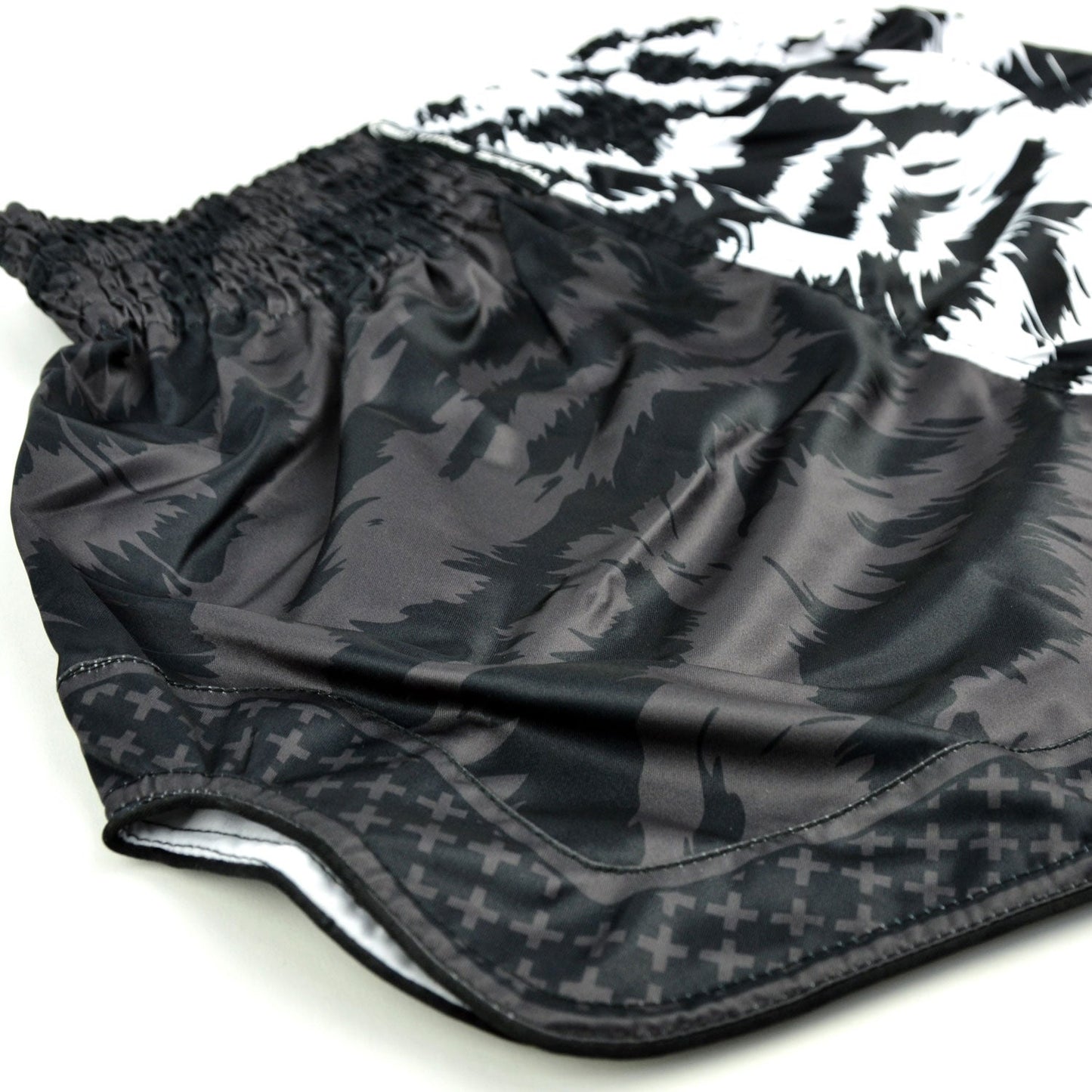 Twins Special Muay Thai Boxing Shorts - JUNGLE Black-White