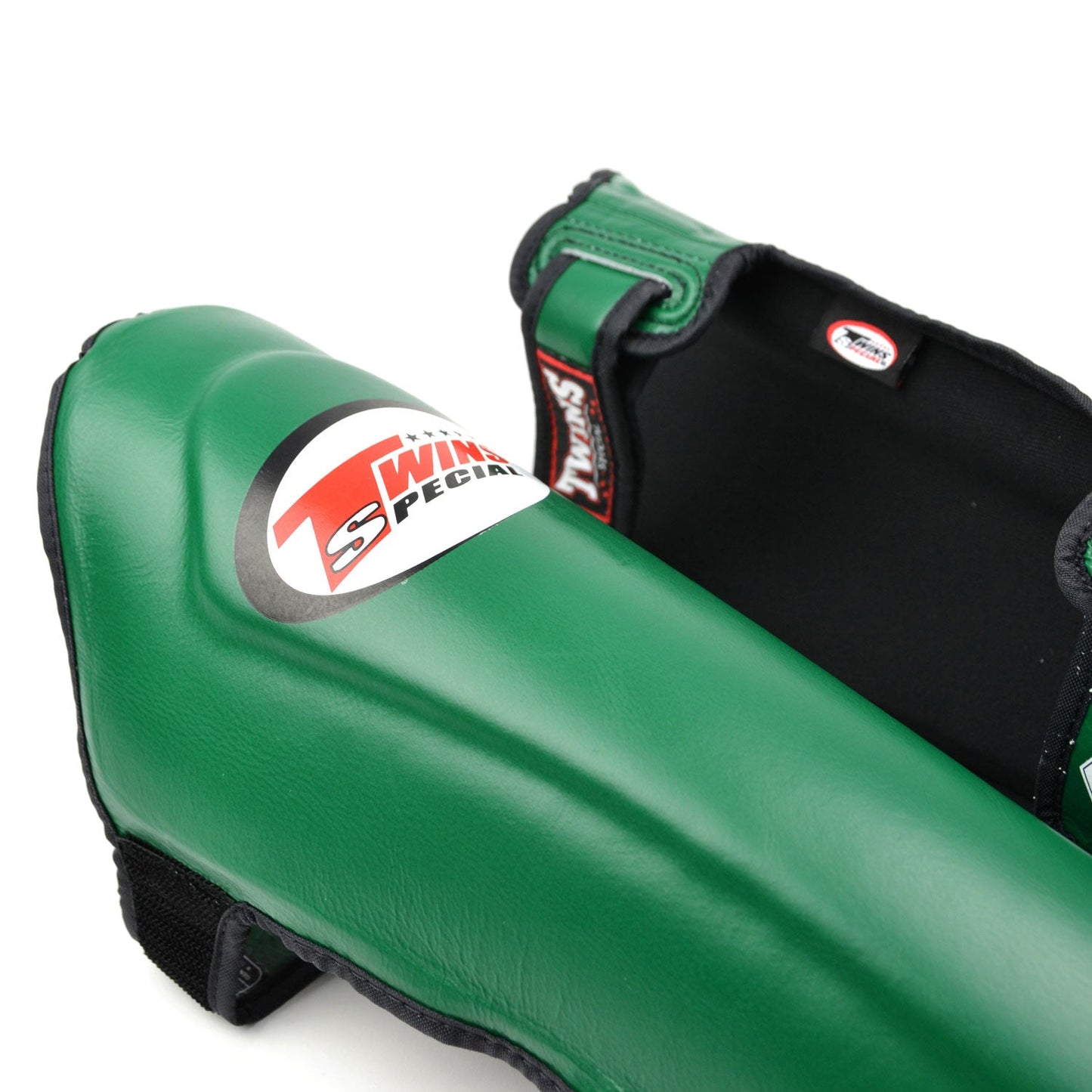 Twins Special Muay Thai Boxing SGL10 Leather Shin Pads - Dark Green