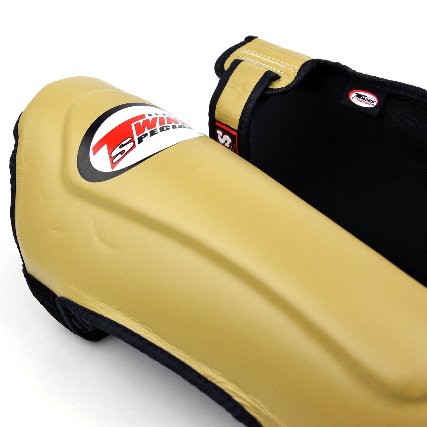 Twins Special Muay Thai Boxing SGL10 Leather Shin Pads - Latte