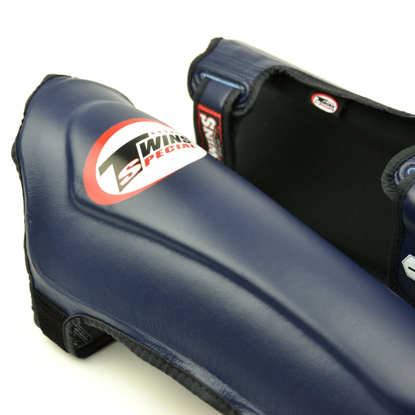 Twins Special Muay Thai Boxing SGL10 Leather Shin Pads - Navy