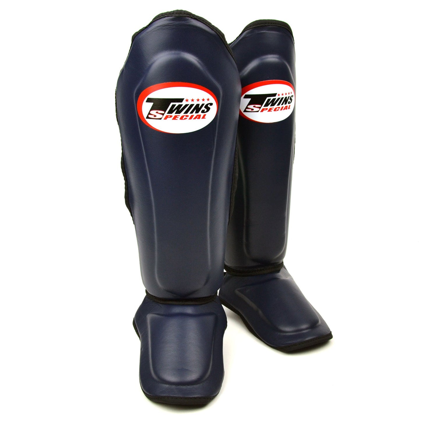 Twins Special Muay Thai Boxing SGL10 Leather Shin Pads - Navy