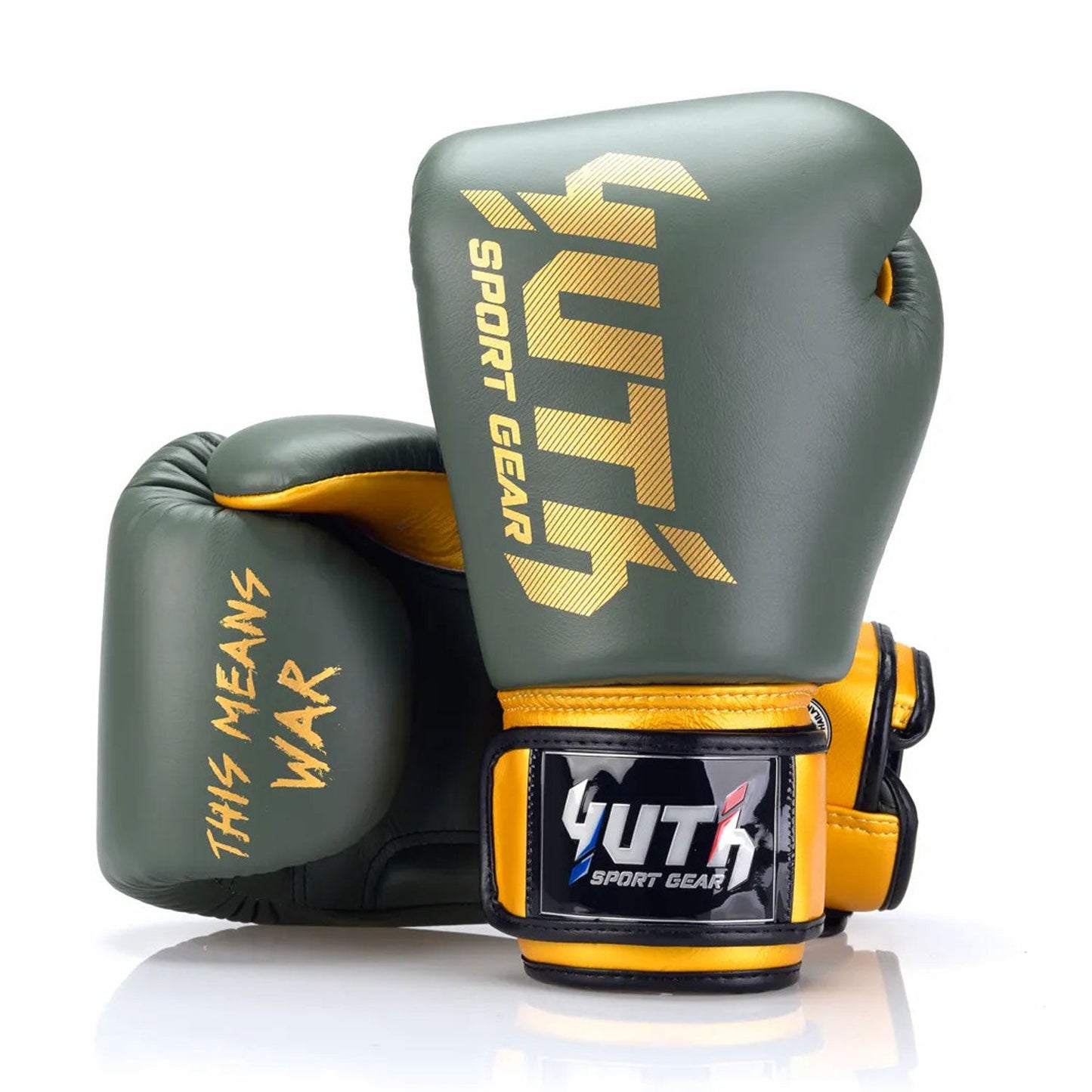 Yuth Muay Thai Boxing Gloves - Gold Line Olive-Gold