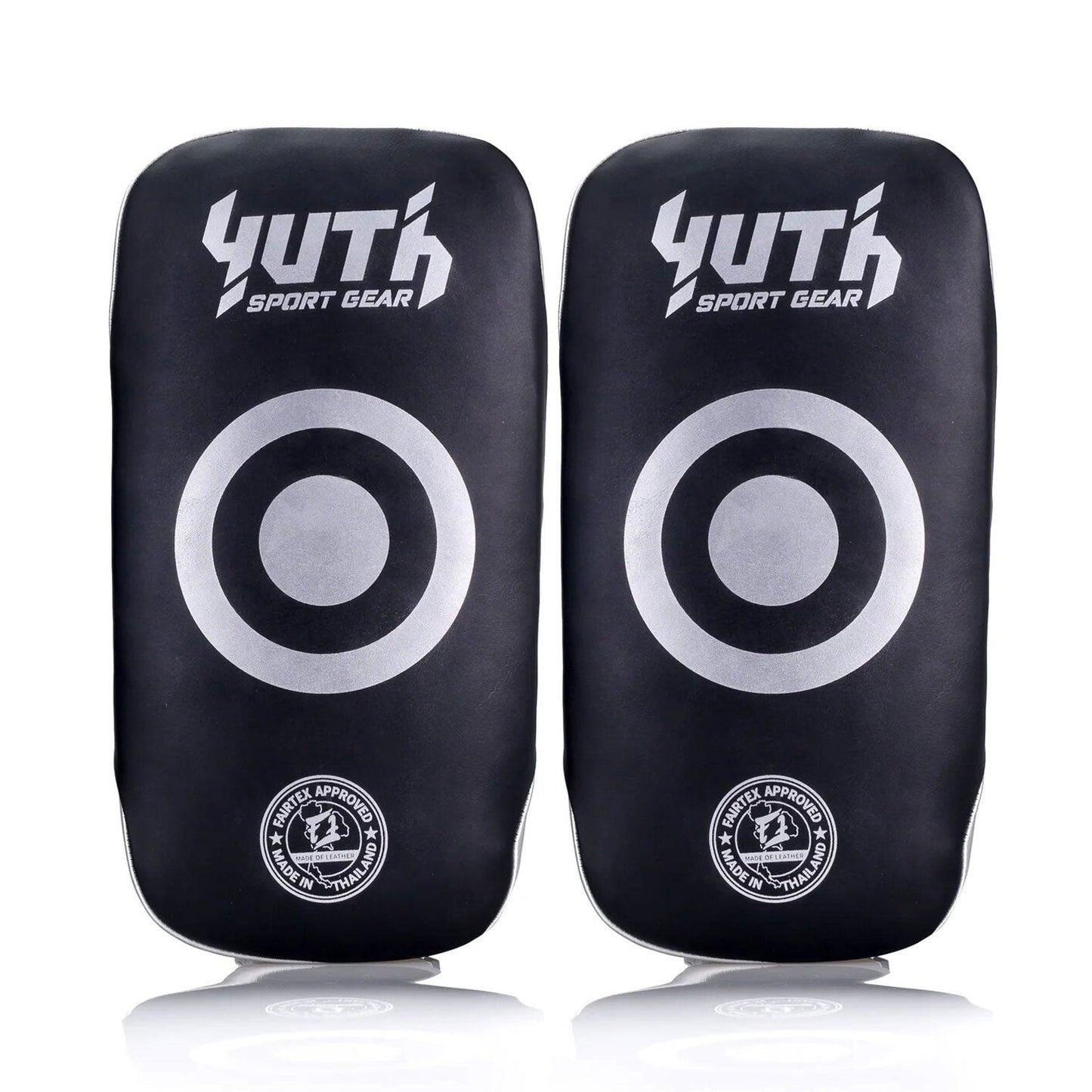 Yuth Muay Thai Thai Boxing Kick Pads Black-Silver