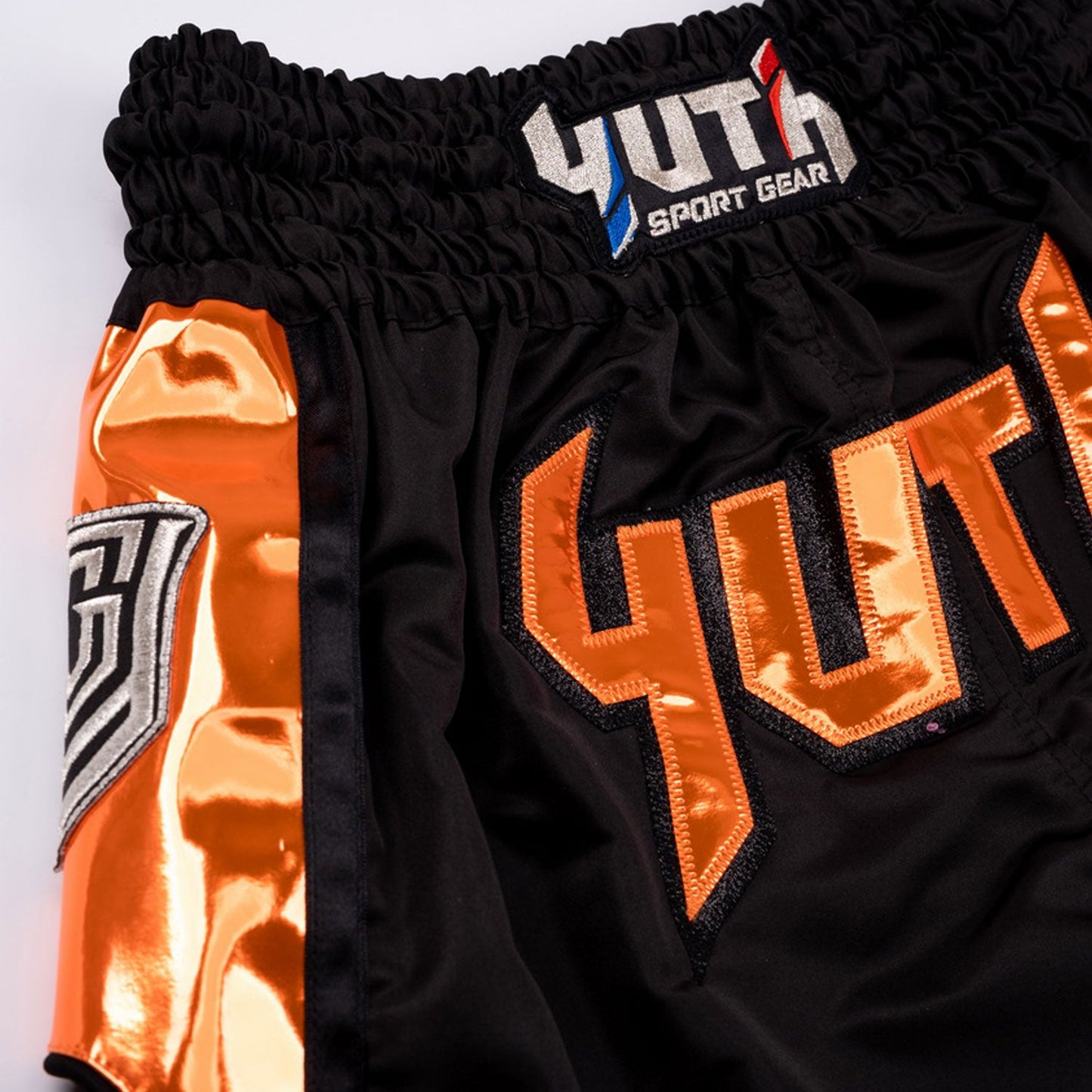 Yuth Hologram Muay Thai Boxing Shorts Black-Orange