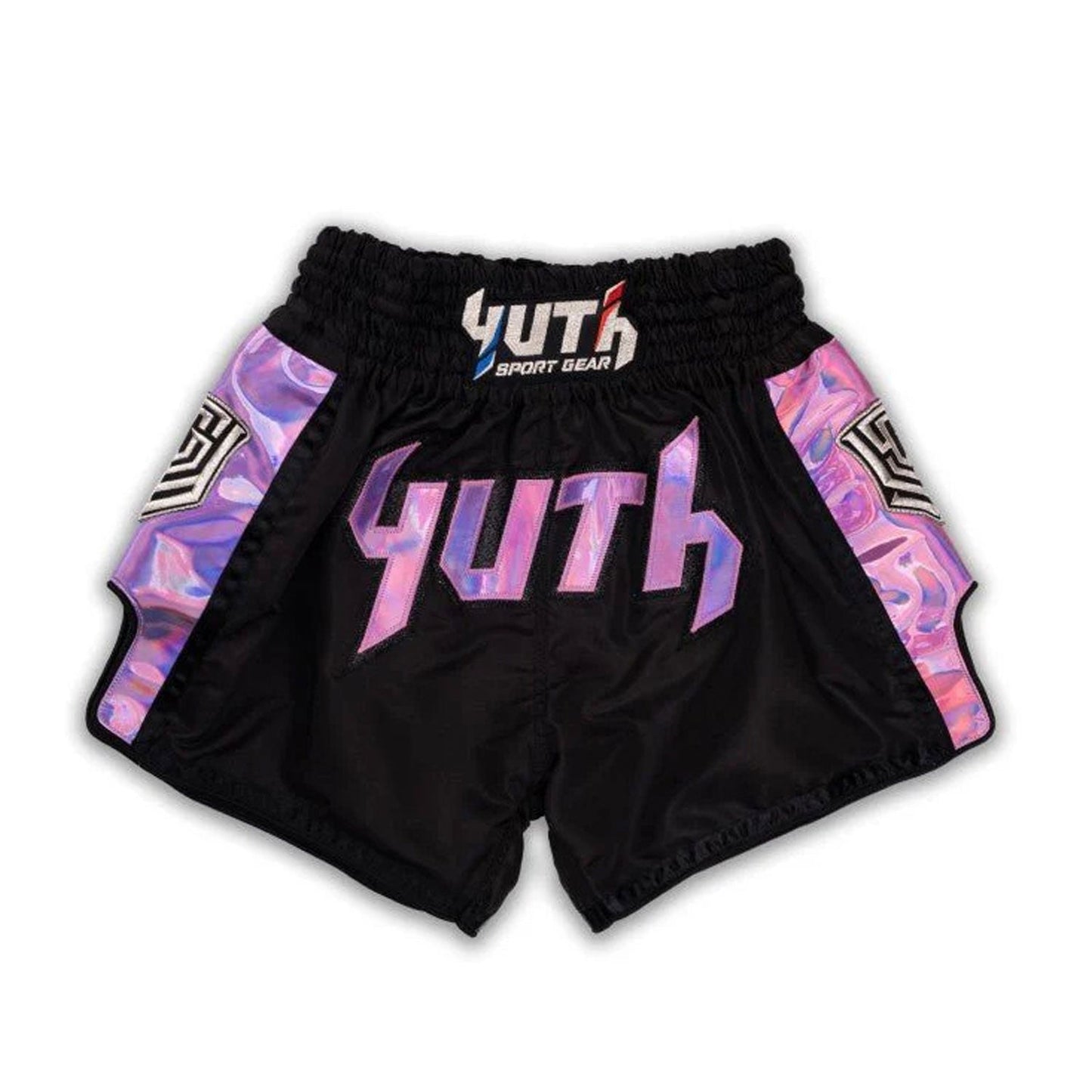 Yuth Hologram Muay Thai Boxing Shorts Black-Purple