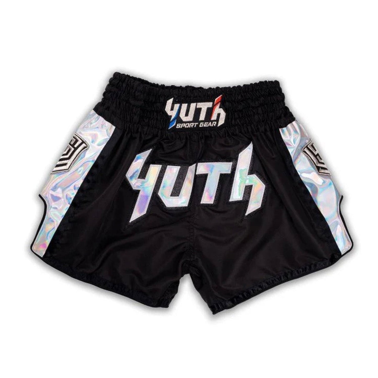 Yuth Hologram Muay Thai Boxing Shorts Black-Silver