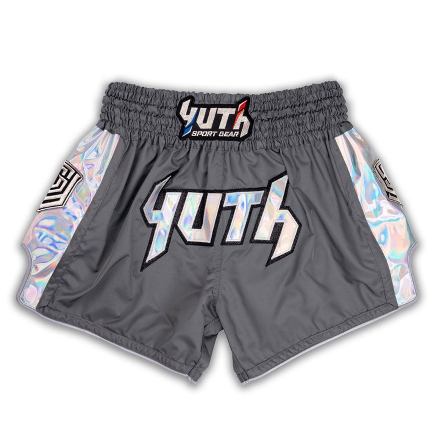Yuth Hologram Muay Thai Boxing Shorts Grey-Silver