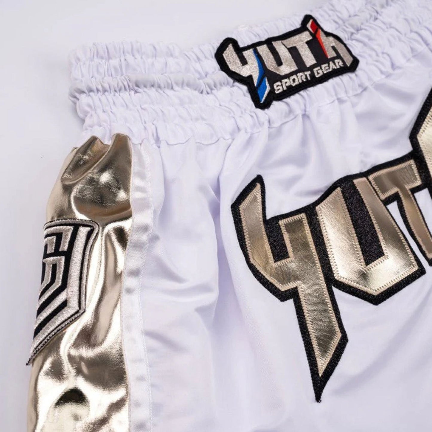 Yuth Hologram Muay Thai Boxing Shorts White-Gold