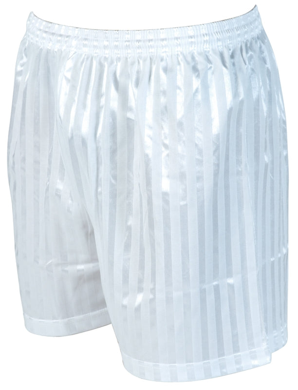 Junior Precision striped continental football shorts in blue and white, featuring athletic design and breathable fabric.