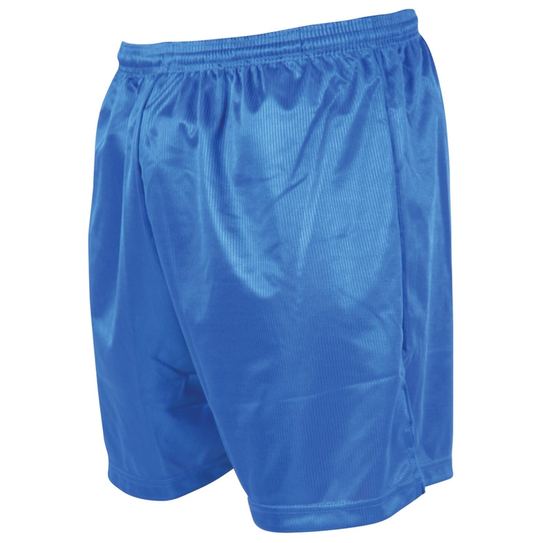 Adult Precision Micro-stripe Football Shorts with elastic waistband, featuring blue and white micro-stripe pattern.