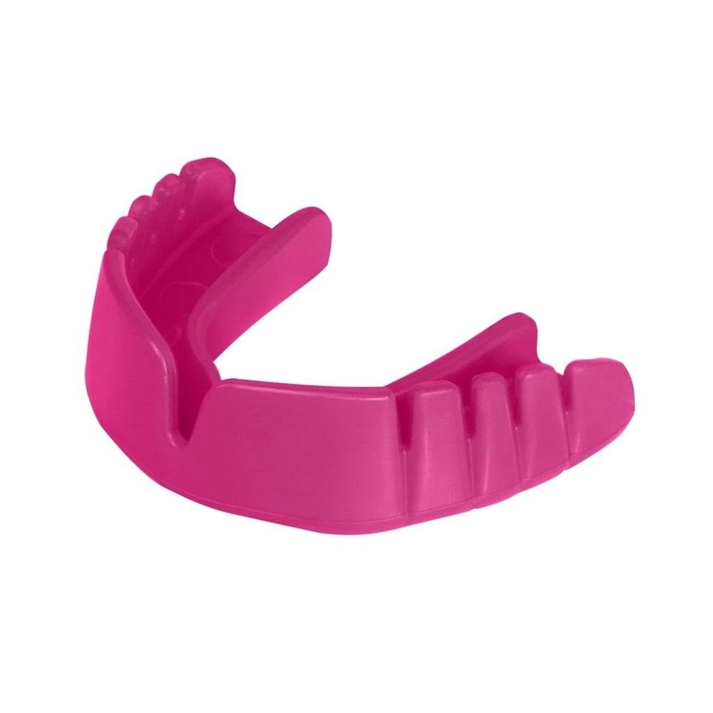 Opro Snap-Fit Mouthguard for sports, showing the flexible, molded mouthguard designed for protection and fit.