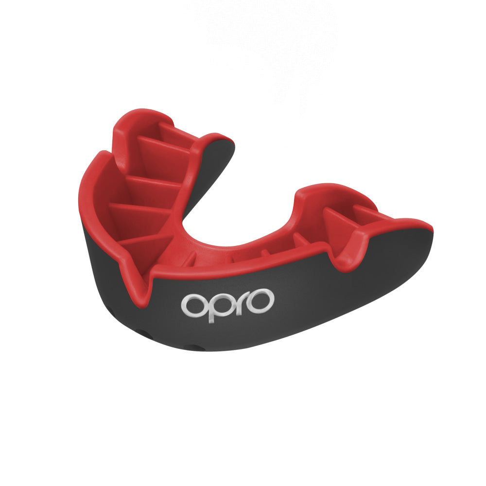 Opro Silver Self-Fit Mouthguard for sports, showing the lightweight, clear, and comfortable mouthguard designed for athletes.